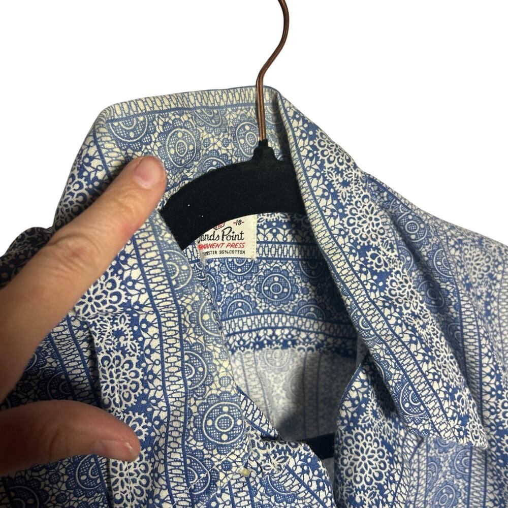 Vtg Sands Point Blue White Medallion Print Size 1… - image 8